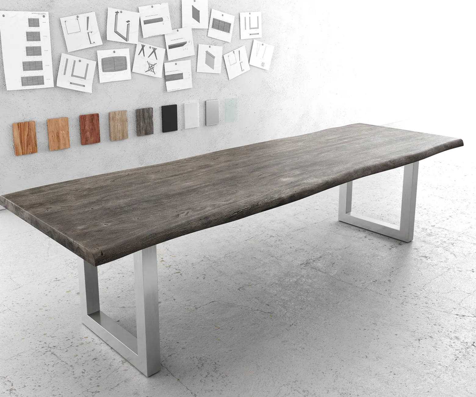 EsstischplatteEdge 300x100cm XL Akazie Platin Live- Versandfertig ca. 06.11.26