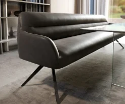 EsszimmerbankTaya-Flex 300 cm Mikrofaser Anthrazit Vintage Kreuzgestell kantig Schwarz Taschenfederkern Sofort versandfertig