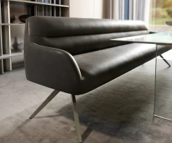 EsszimmerbankTaya-Flex 300 cm Mikrofaser Anthrazit Vintage Kreuzgestell kantig Effektfinish Titan Taschenfederkern Sofort versandfertig