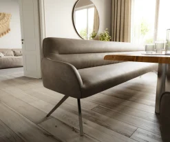 EsszimmerbankTaya-Flex 300 cm Mikrofaser Taupe Vintage Kreuzgestell kantig Graphit Taschenfederkern Sofort versandfertig