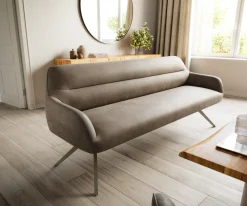 EsszimmerbankTaya-Flex 200 cm Mikrofaser Taupe Vintage Kreuzgestell kantig Effektfinish Titan Taschenfederkern Versandfertig ca. 28.10.26