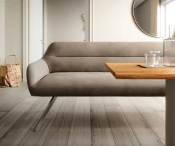 EsszimmerbankTaya-Flex 300 cm Mikrofaser Taupe Vintage Kreuzgestell kantig Effektfinish Titan Taschenfederkern Sofort versandfertig