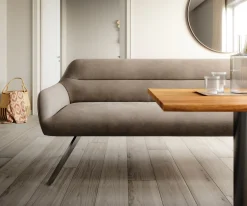 EsszimmerbankTaya-Flex 200 cm Mikrofaser Taupe Vintage Kreuzgestell kantig Graphit Taschenfederkern Versandfertig ca. 28.10.26