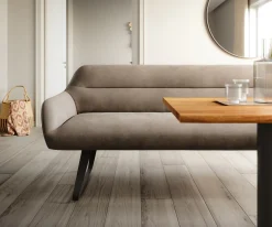 EsszimmerbankTaya-Flex 300 cm Mikrofaser Taupe Vintage Kufengestell flach Schwarz Taschenfederkern Sofort versandfertig