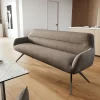 EsszimmerbankTaya-Flex 200 cm Strukturstoff Soft Taupe Kreuzgestell kantig Graphit Taschenfederkern Sofort versandfertig