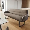 EsszimmerbankTaya-Flex 200 cm Strukturstoff Soft Taupe Kufengestell flach Schwarz Taschenfederkern Sofort versandfertig