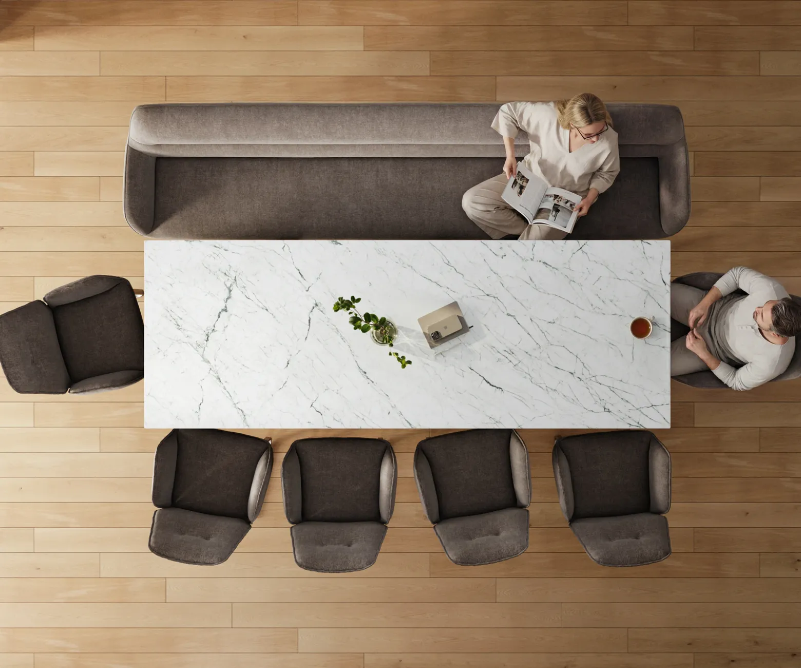 EsszimmerbankTaya-Flex 300 cm Strukturstoff Soft Taupe Kufengestell flach Edelstahl Taschenfederkern Sofort versandfertig