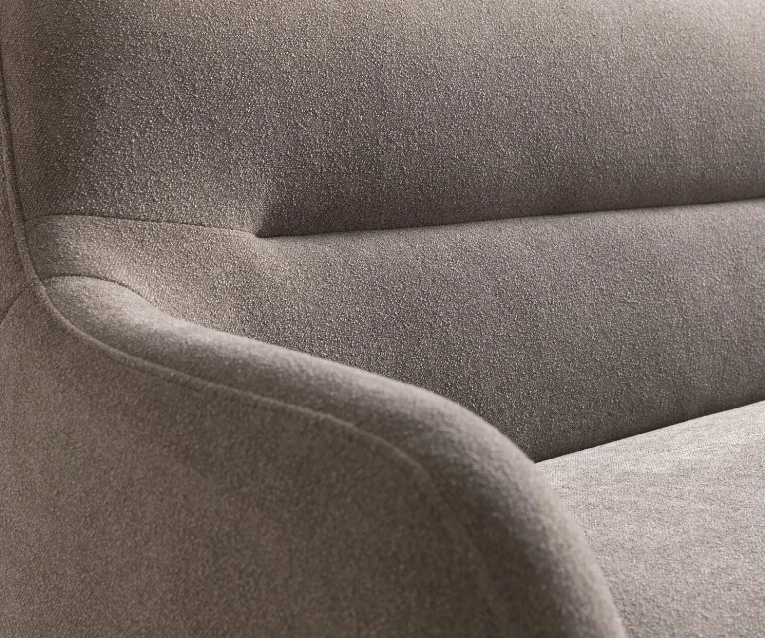 EsszimmerbankTaya-Flex 300 cm Strukturstoff Soft Taupe Kufengestell flach Edelstahl Taschenfederkern Sofort versandfertig
