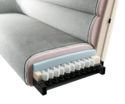EsszimmerbankTaya-Flex 285x190 cm Bouclé Creme-Weiß Kreuzgestell kantig Effektfinish Titan Taschenfederkern Links Sofort versandfertig