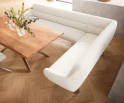 EsszimmerbankTaya-Flex 285x190 cm Bouclé Creme-Weiß Kufengestell kantig Edelstahl Taschenfederkern Rechts Versandfertig ca. 20.01.27