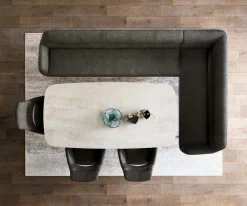EsszimmerbankTaya-Flex 285x190 cm Mikrofaser Anthrazit Vintage Kreuzgestell kantig Effektfinish Titan Taschenfederkern Rechts Sofort versandfertig