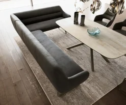 EsszimmerbankTaya-Flex 285x190 cm Mikrofaser Anthrazit Vintage Kufengestell flach Effektfinish Titan Taschenfederkern Rechts Sofort versandfertig