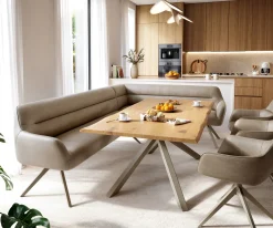 EsszimmerbankTaya-Flex 285x190 cm Mikrofaser Beige Vintage Kreuzgestell kantig Effektfinish Titan Taschenfederkern Rechts Sofort versandfertig