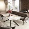 EsszimmerbankTaya-Flex 285x190 cm Strukturstoff Soft Taupe Kreuzgestell kantig Graphit Taschenfederkern Links Sofort versandfertig
