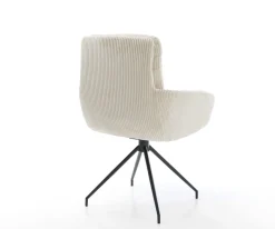 EsszimmerstuhlAbelia-Flex mit Armlehnen Cord Beige Kreuzgestell konisch Schwarz Sofort versandfertig