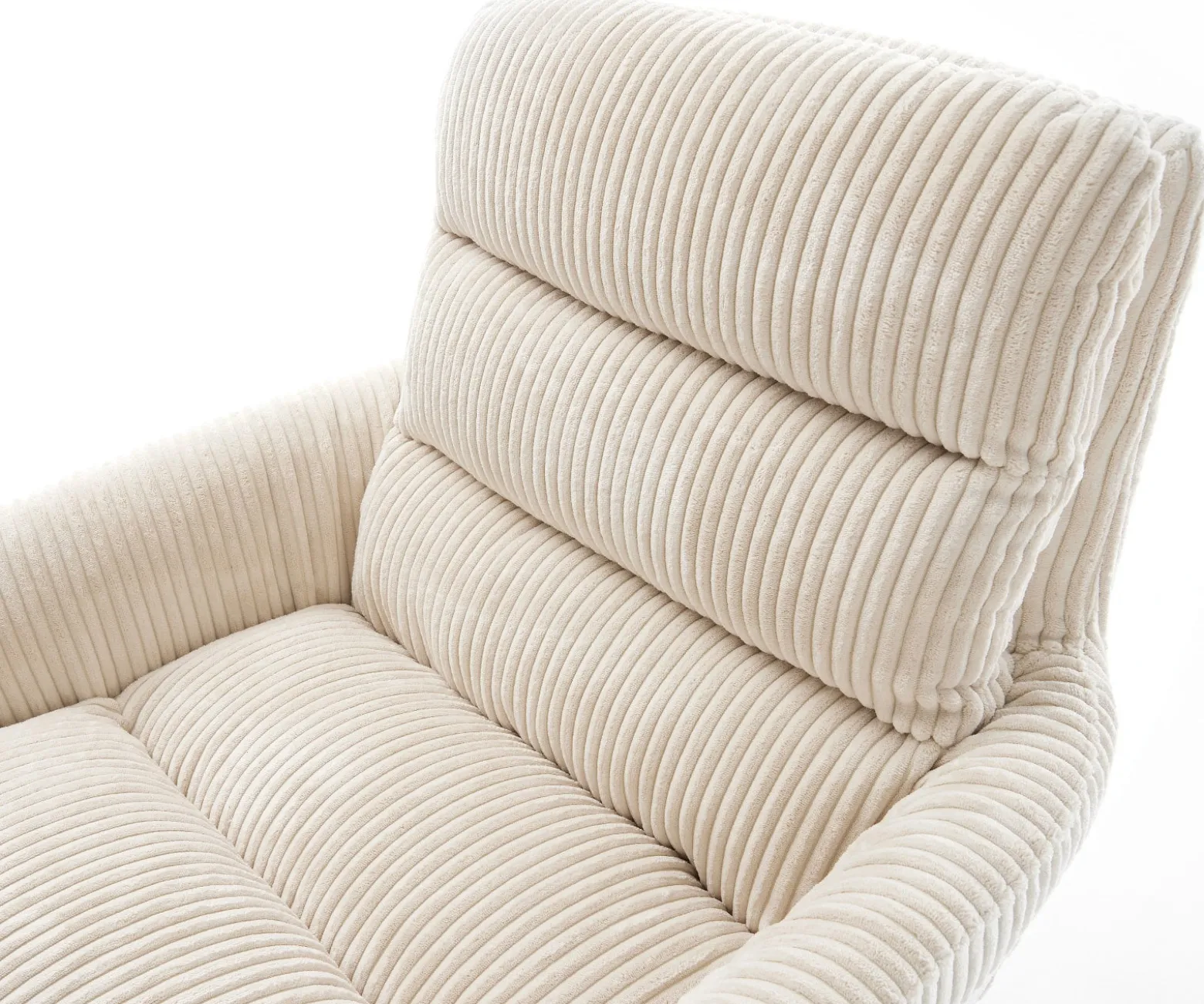 EsszimmerstuhlAbelia-Flex mit Armlehnen Cord Beige Kreuzgestell breit Edelstahl Sofort versandfertig