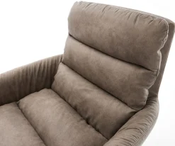 EsszimmerstuhlAbelia-Flex mit Armlehnen Mikrofaser Taupe Vintage Kreuzgestell kantig Schwarz Sofort versandfertig