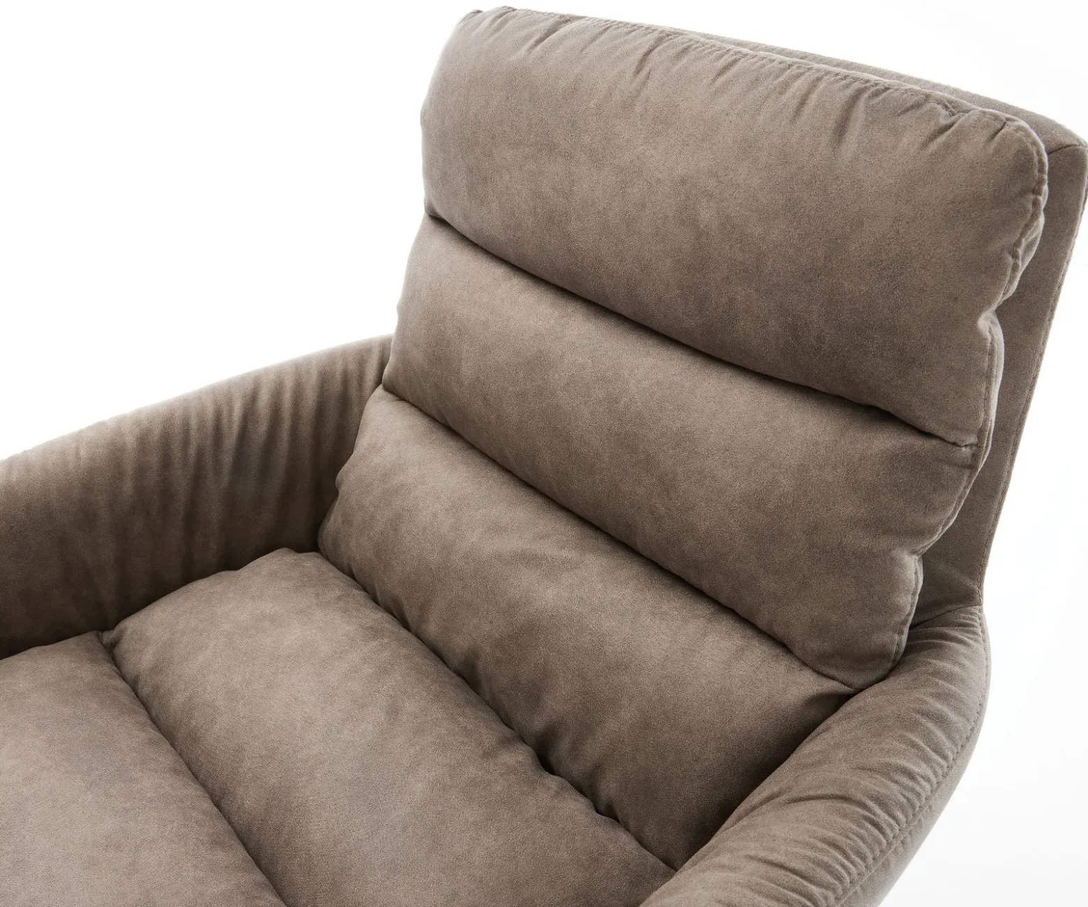 EsszimmerstuhlAbelia-Flex mit Armlehnen Mikrofaser Taupe Vintage Kreuzgestell kantig Schwarz Sofort versandfertig