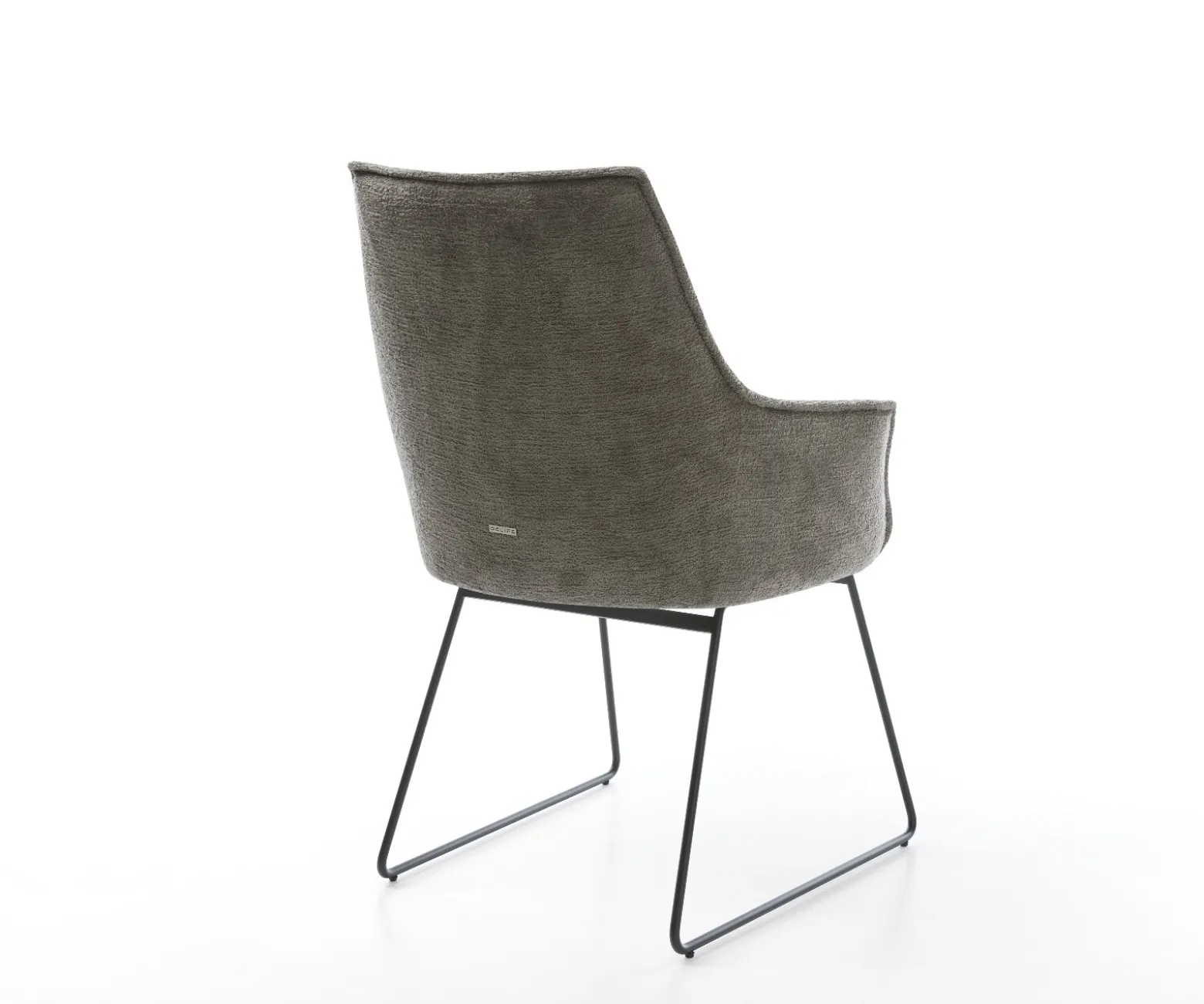 EsszimmerstuhlAlja-Flex mit Armlehnen Bouclé Soft Schlamm Kufengestell Schwarz Taschenfederkern Sofort versandfertig