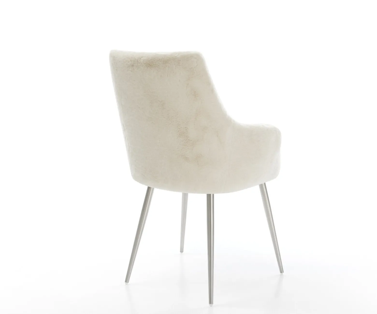 EsszimmerstuhlAlja-Flex mit Armlehnen Plüsch Creme-Weiß 4-Fuß konisch Edelstahl Taschenfederkern Sofort versandfertig