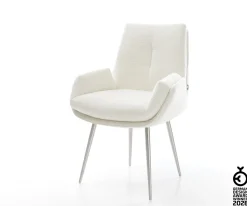 EsszimmerstuhlClea-Flex Bouclé Soft Beige 4-Fuß konisch Edelstahl Sofort versandfertig