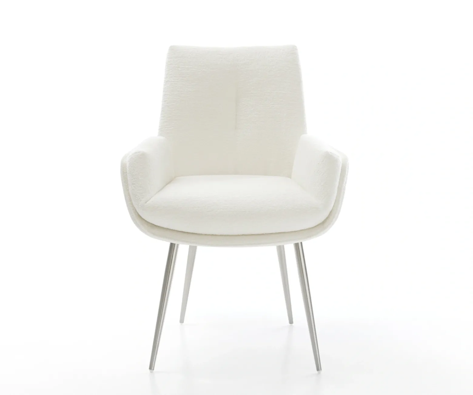 EsszimmerstuhlClea-Flex Bouclé Soft Beige 4-Fuß konisch Edelstahl Sofort versandfertig
