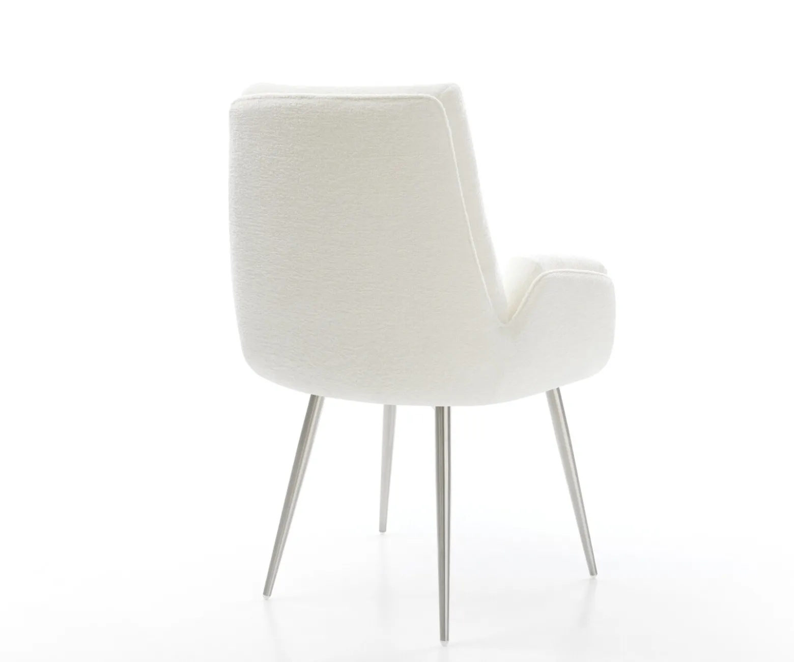 EsszimmerstuhlClea-Flex Bouclé Soft Beige 4-Fuß konisch Edelstahl Sofort versandfertig