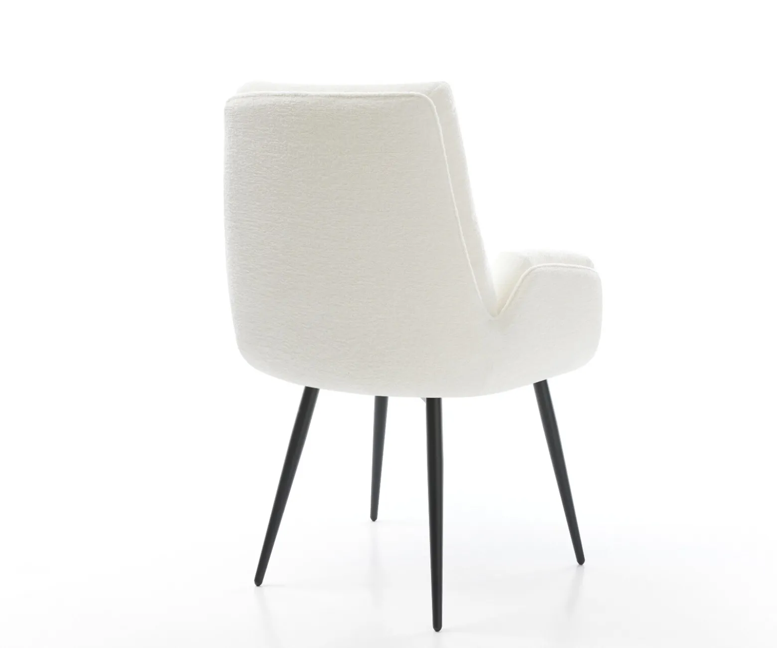EsszimmerstuhlClea-Flex Bouclé Soft Beige 4-Fuß konisch Schwarz Sofort versandfertig