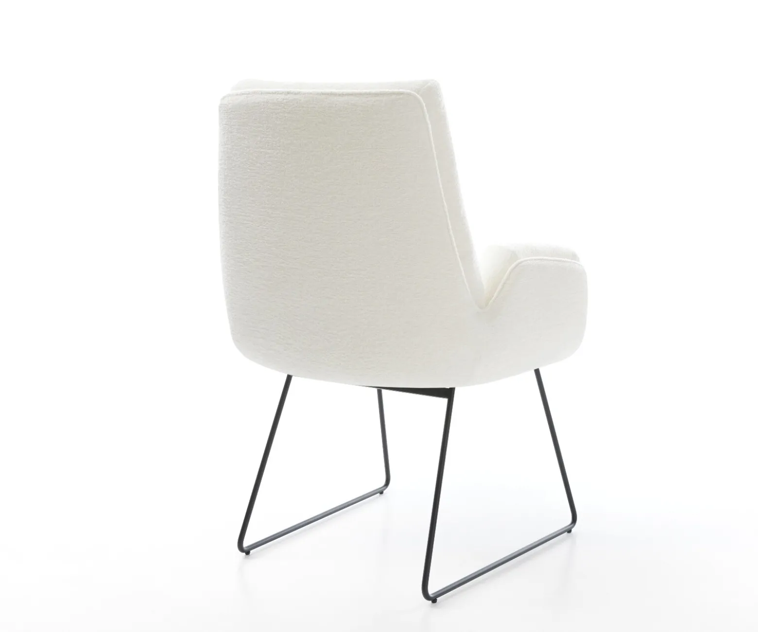 EsszimmerstuhlClea-Flex Bouclé Soft Beige Kufengestell Schwarz Sofort versandfertig