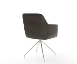 EsszimmerstuhlGreg-Flex Mikrofaser Anthrazit Vintage Kreuzgestell konisch Edelstahl Taschenfederkern Sofort versandfertig