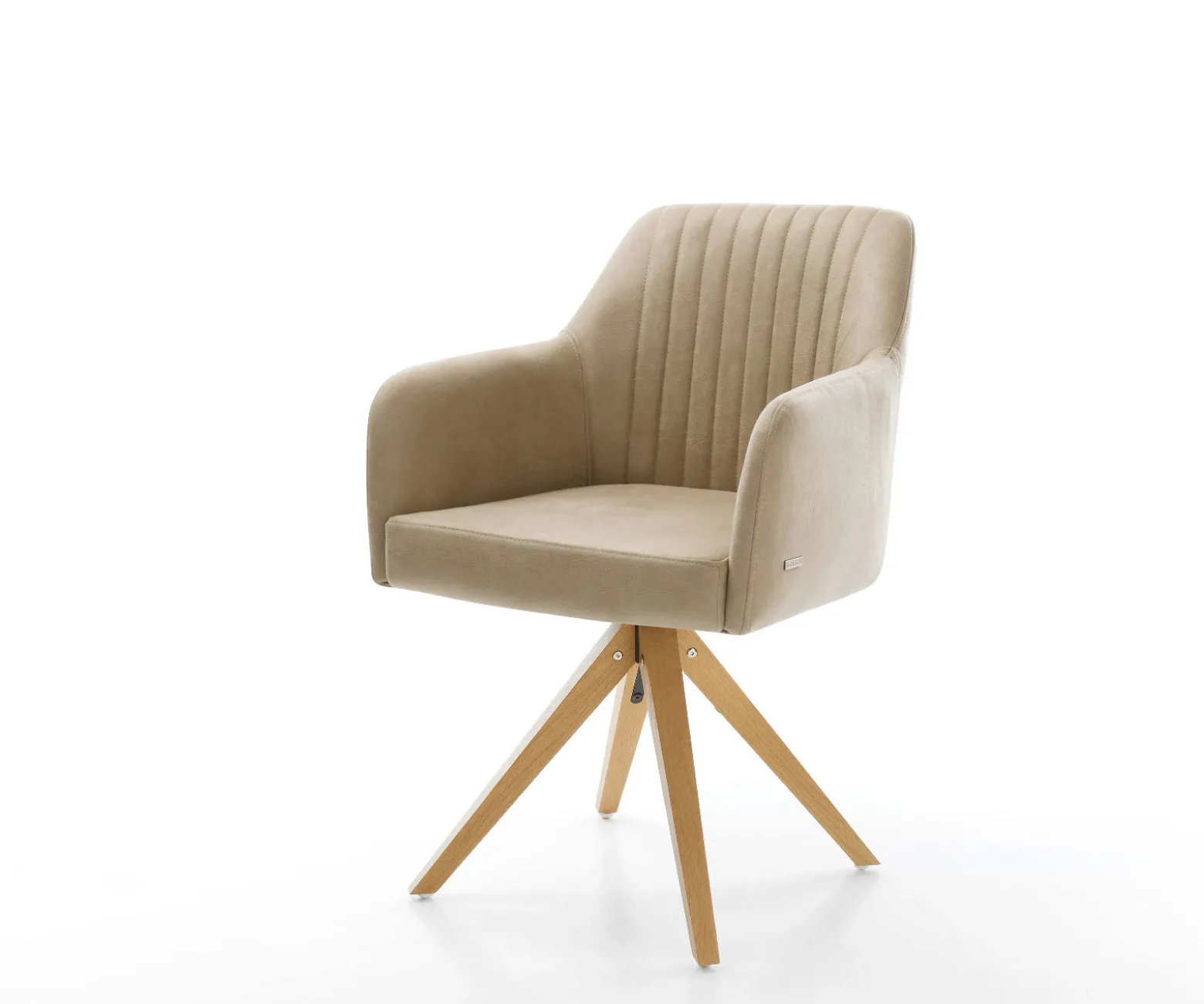 EsszimmerstuhlGreg-Flex Mikrofaser Beige Vintage Holzgestell kantig Natur 360° drehbar Taschenfederkern Versandfertig ca. 28.10.26