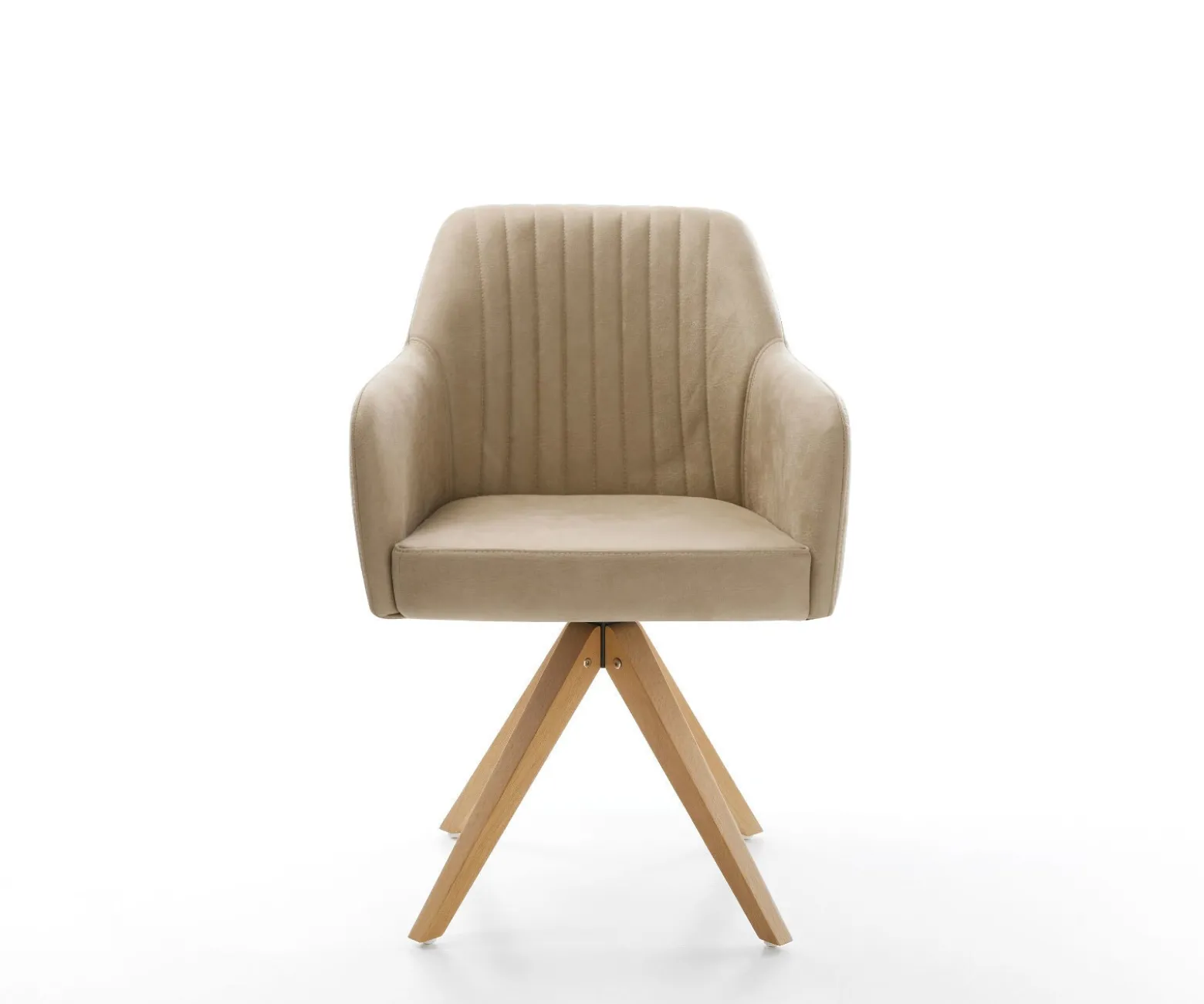 EsszimmerstuhlGreg-Flex Mikrofaser Beige Vintage Holzgestell kantig Natur 360° drehbar Taschenfederkern Versandfertig ca. 28.10.26