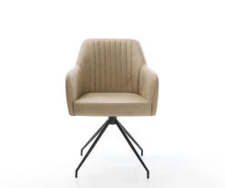EsszimmerstuhlGreg-Flex Mikrofaser Beige Vintage Kreuzgestell konisch Schwarz Taschenfederkern Sofort versandfertig
