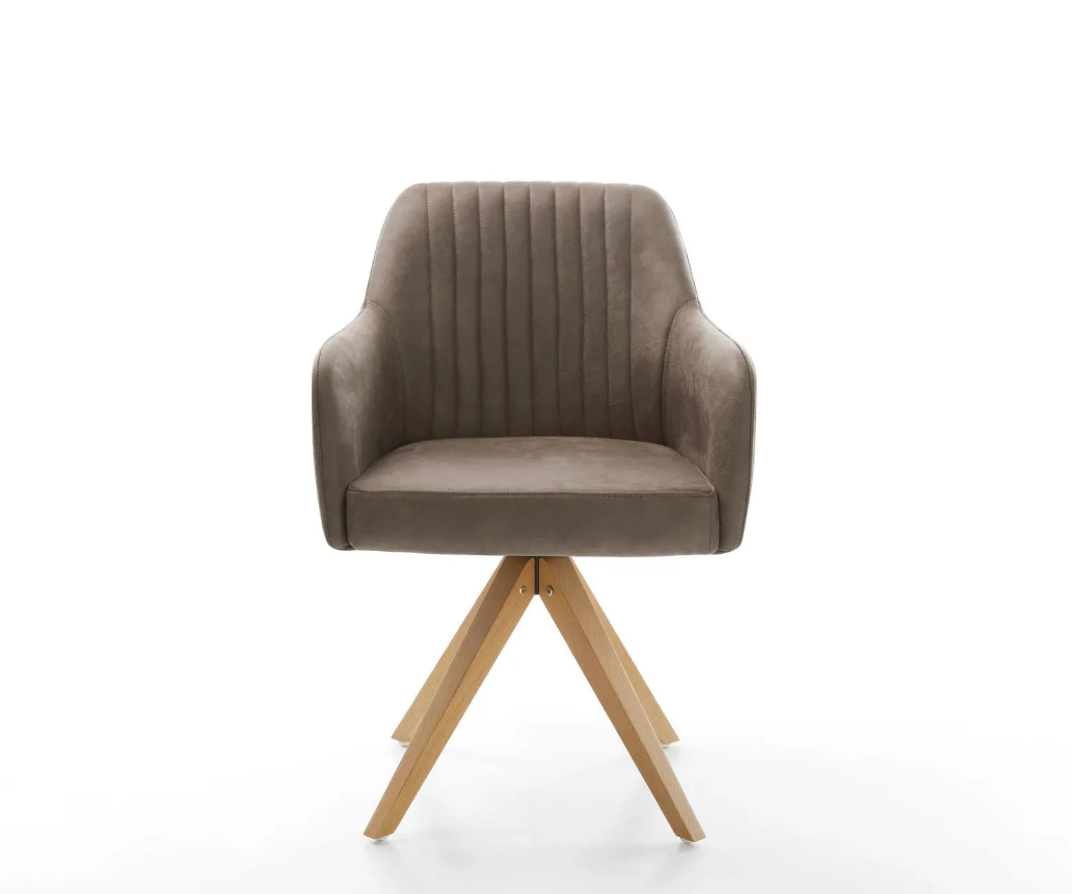 EsszimmerstuhlGreg-Flex Mikrofaser Taupe Vintage Holzgestell kantig Natur 360° drehbar Taschenfederkern Versandfertig ca. 28.10.26