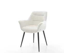 EsszimmerstuhlKaira-Flex Bouclé Soft Beige 4-Fuß konisch Schwarz Sofort versandfertig