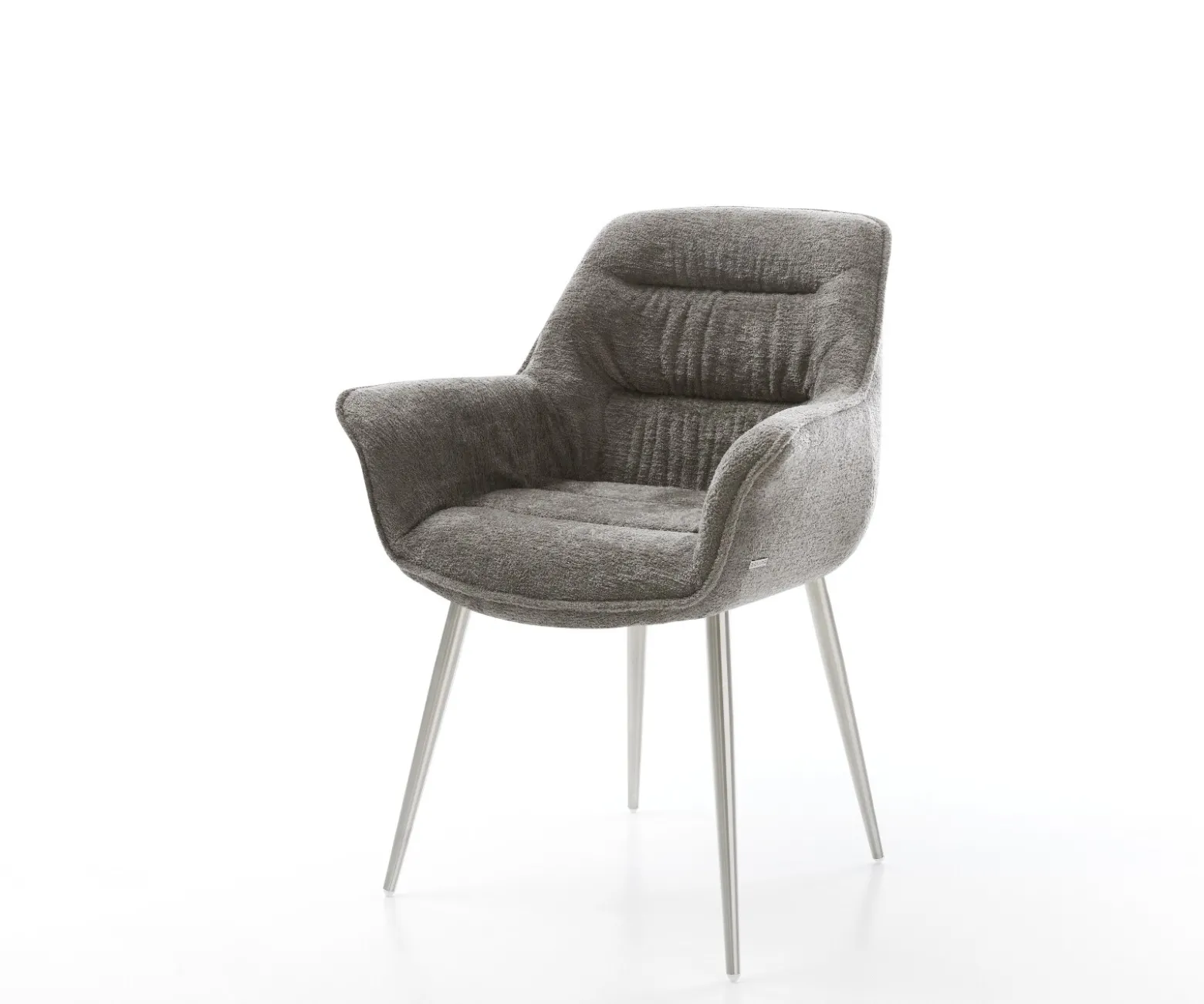 EsszimmerstuhlKaira-Flex Bouclé Soft Schlamm 4-Fuß konisch Edelstahl Sofort versandfertig