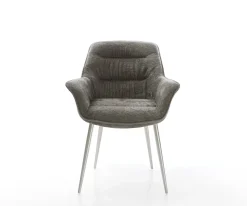 EsszimmerstuhlKaira-Flex Bouclé Soft Schlamm 4-Fuß konisch Edelstahl Sofort versandfertig