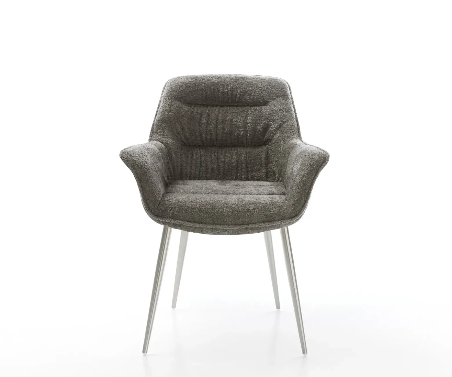 EsszimmerstuhlKaira-Flex Bouclé Soft Schlamm 4-Fuß konisch Edelstahl Sofort versandfertig