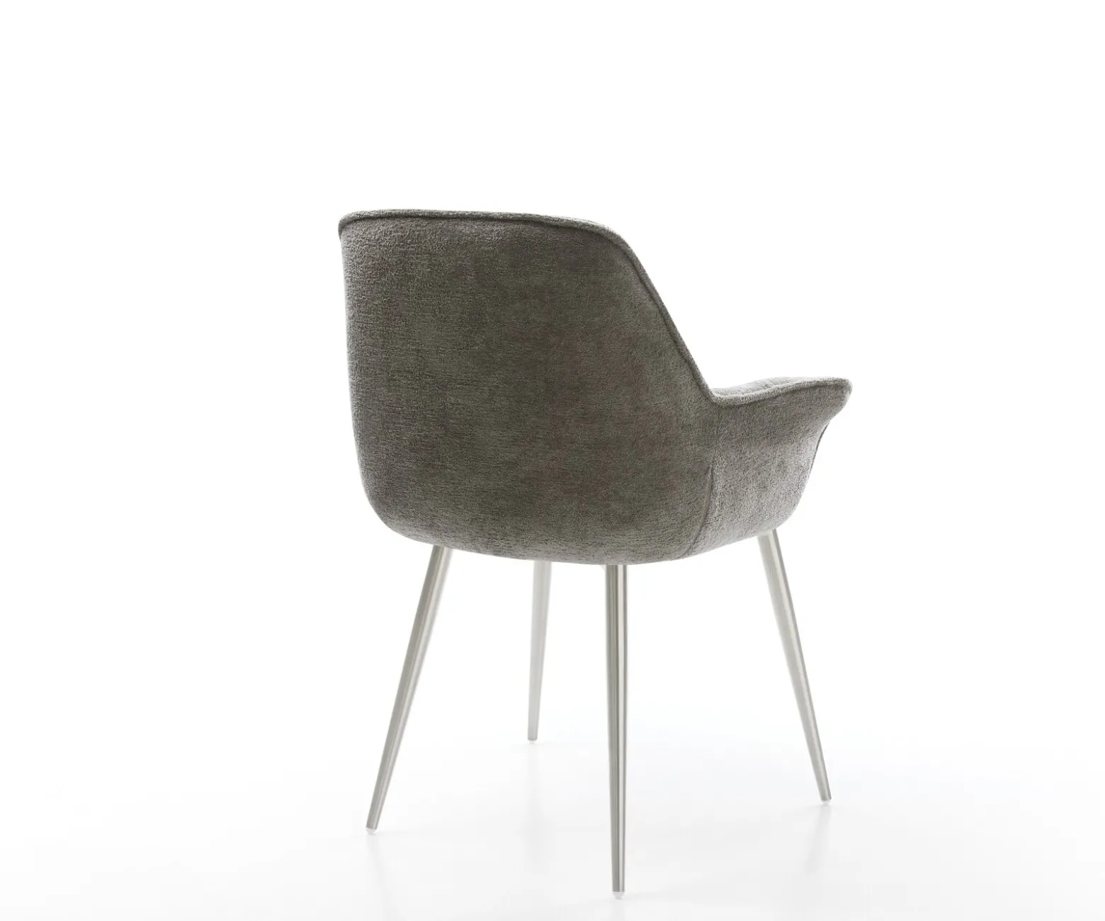 EsszimmerstuhlKaira-Flex Bouclé Soft Schlamm 4-Fuß konisch Edelstahl Sofort versandfertig