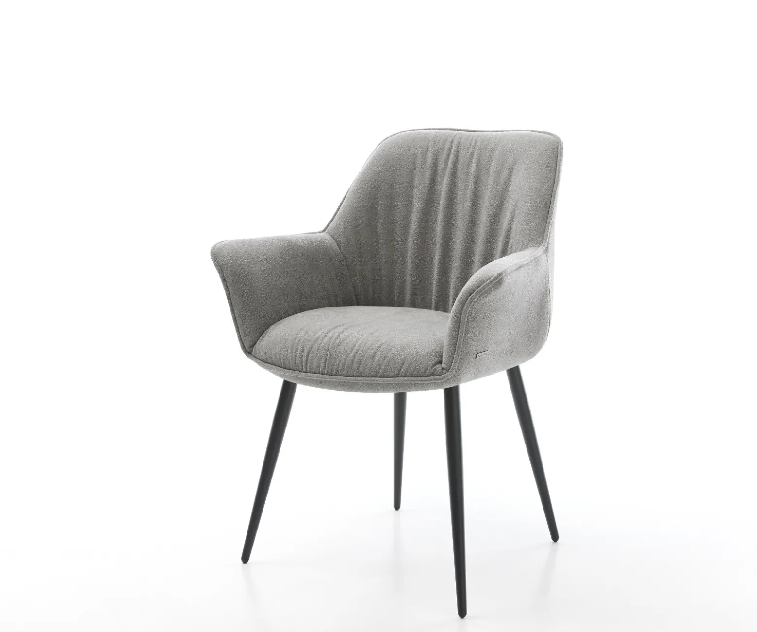 EsszimmerstuhlKeila-Flex mit Armlehnen Strukturstoff Soft Grau 4-Fuß konisch Schwarz Sofort versandfertig