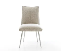 EsszimmerstuhlLelio-Flex Webstoff Soft Beige 4-Fuß konisch Edelstahl Taschenfederkern Sofort versandfertig
