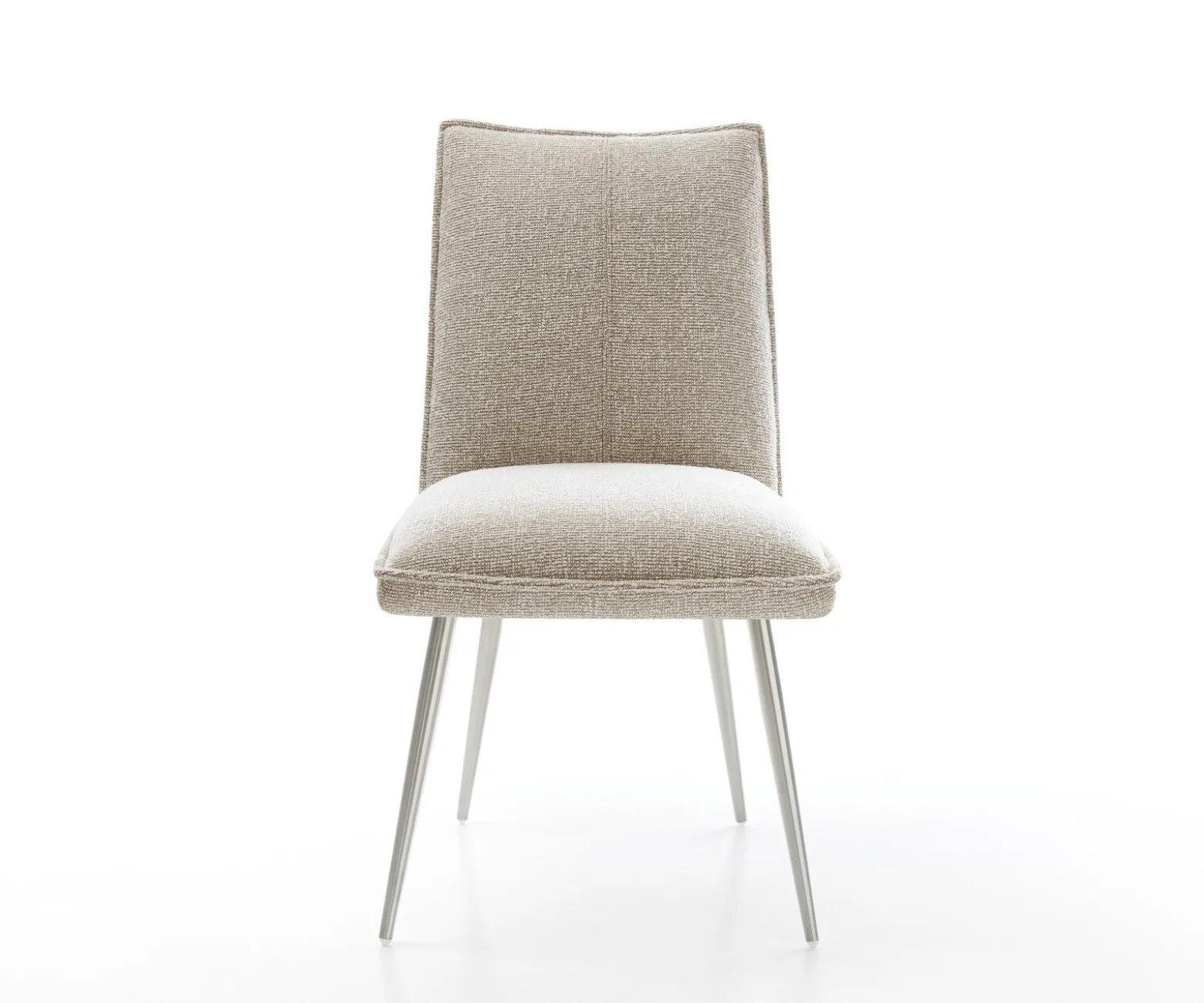 EsszimmerstuhlLelio-Flex Webstoff Soft Beige 4-Fuß konisch Edelstahl Taschenfederkern Sofort versandfertig