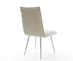 EsszimmerstuhlLelio-Flex Webstoff Soft Beige 4-Fuß konisch Edelstahl Taschenfederkern Sofort versandfertig
