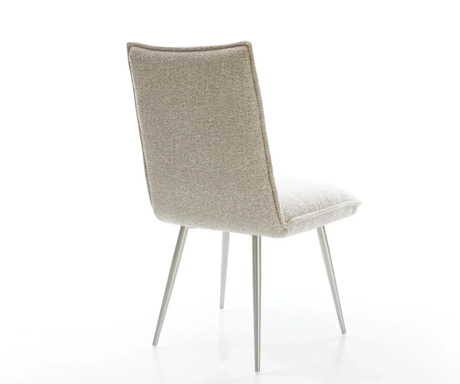 EsszimmerstuhlLelio-Flex Webstoff Soft Beige 4-Fuß konisch Edelstahl Taschenfederkern Sofort versandfertig