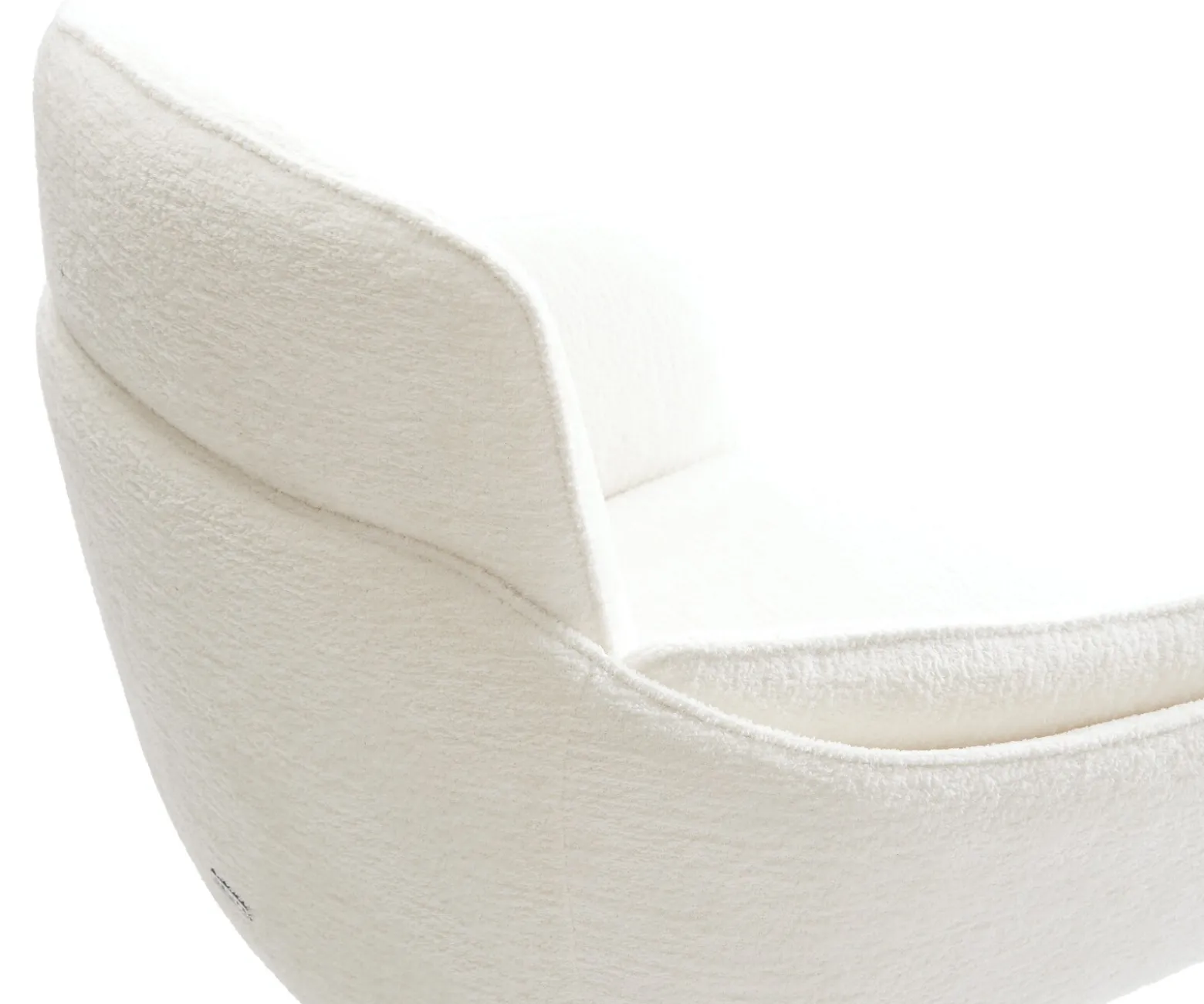 EsszimmerstuhlLuan-Flex mit Armlehnen Bouclé Soft Beige Kreuzgestell konisch Edelstahl Sofort versandfertig