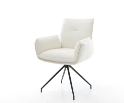 EsszimmerstuhlNela-Flex Bouclé Soft Beige Kreuzgestell konisch Schwarz Sofort versandfertig