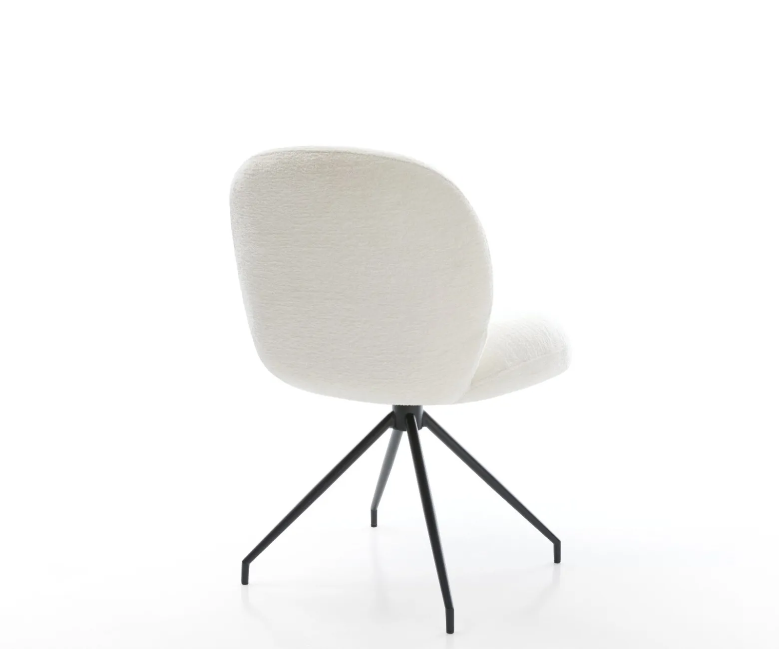 EsszimmerstuhlNube-Flex Bouclé Soft Beige Kreuzgestell konisch Schwarz Taschenfederkern Sofort versandfertig