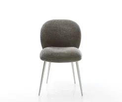 EsszimmerstuhlNube-Flex Bouclé Soft Schlamm 4-Fuß konisch Edelstahl Taschenfederkern Sofort versandfertig