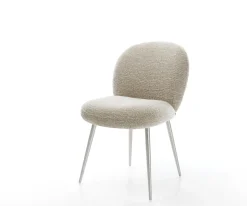 EsszimmerstuhlNube-Flex Webstoff Soft Beige 4-Fuß konisch Edelstahl Taschenfederkern Sofort versandfertig