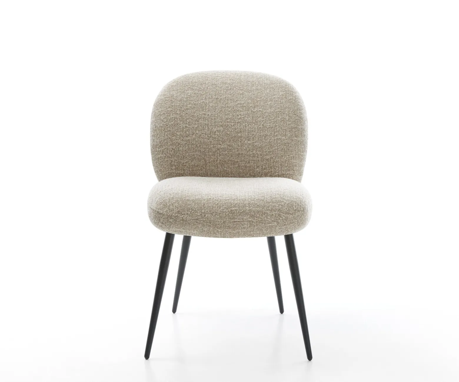 EsszimmerstuhlNube-Flex Webstoff Soft Beige 4-Fuß konisch Schwarz Taschenfederkern Sofort versandfertig